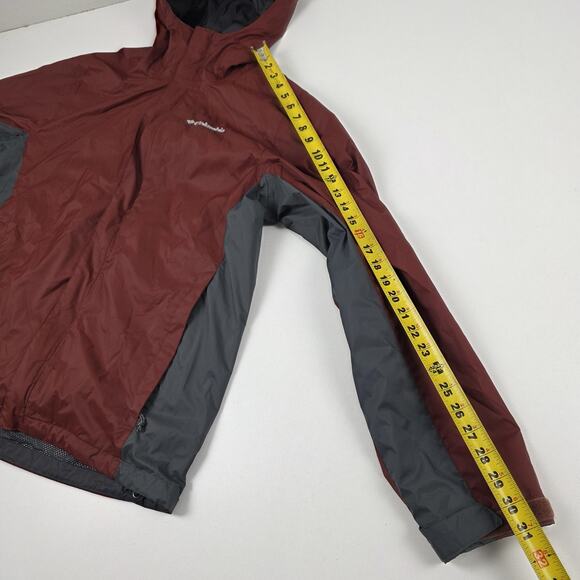 Columbia Jacket Mens Medium Burgundy Gray Omni-Tech Waterproof Hooded Breathable - Picture 10 of 16